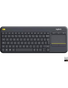 Logitech K400 Plus Clavier Sans Fil Touch TV Avec Contrôle Média et Pavé Tactile, Clavier Francais AZERTY - Noir