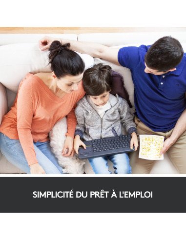 Logitech K400 Plus Clavier Sans Fil Touch TV Avec Contrôle Média et Pavé Tactile, Clavier Francais AZERTY - Noir