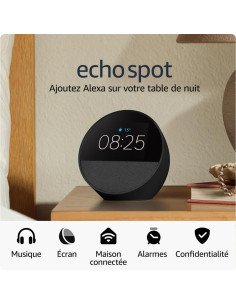 Amazon Echo Spot (modèle 2024) | Réveil connecté avec un son de qualité et Alexa | Noir 2