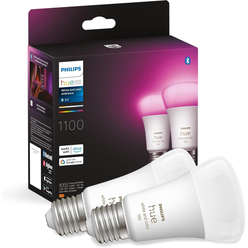 Ampoule LED Philips Hue E27 - Équivalent 75W Éclairage Intelligent