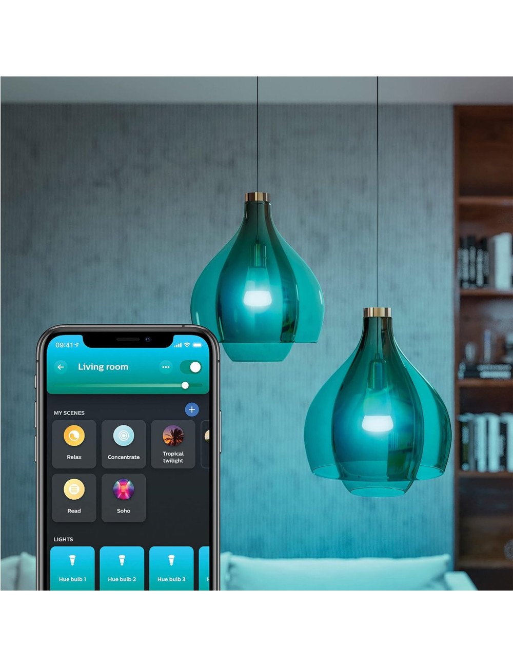 Philips Hue Starter Kit : 2xE27, Bridge et Dimmer - Ambiance