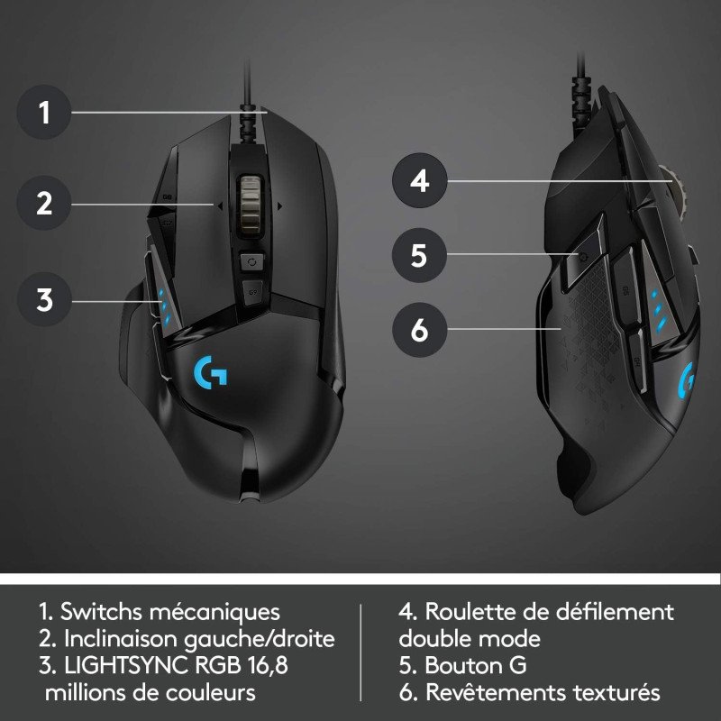 Logitech G502 HERO : Souris Gamer Filaire Haute Performance