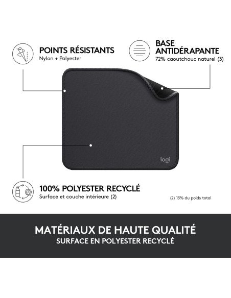 Logitech Mouse Pad - Studio Series, Computer Mouse Pad, Non-Slip Rubber Base, Easy Slip, Splash-Resistant, Durable, Portable,