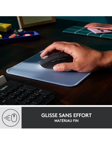 Logitech Mouse Pad - Studio Series Mouse Pad, Rubber Base Non-Slip Easy Slip, Splash-Resistant, Durable, Portable, Modern - Blue