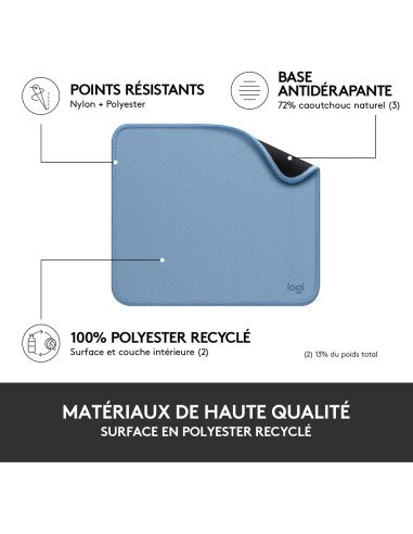 Logitech Mouse Pad - Studio Series Mouse Pad, Rubber Base Non-Slip Easy Slip, Splash-Resistant, Durable, Portable, Modern - Blue