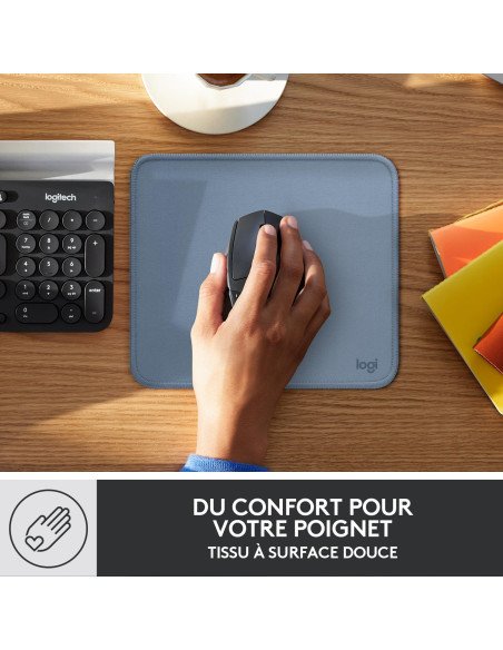 Logitech Mouse Pad - Studio Series Mouse Pad, Rubber Base Non-Slip Easy Slip, Splash-Resistant, Durable, Portable, Modern - Blue